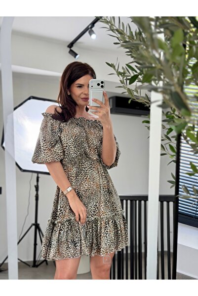 RAMONA BADESCU EXCLUSIVE Γυναικείο αέρινο φόρεμα με animal print – με ανοιχτο...