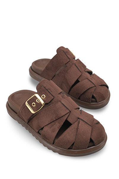 Bak Store Γυναικείες Παντόφλες Bitter Brown Suede με Ορθοπεδική Σόλα και Χρυσ...