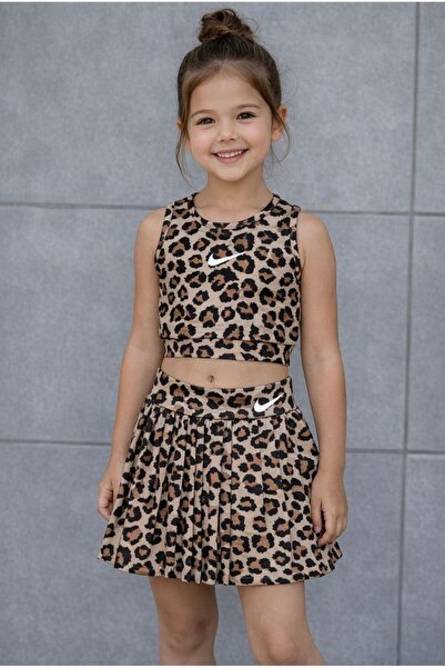 Uğur bebe Κοριτσίστικο μαγιό με λεοπάρ σχέδιο, σορτς με φούστα, αθλητικό, κατ...