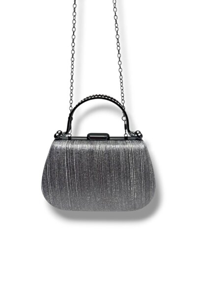 VAROL ÇANTA Γυναικεία τσάντα βραδινού φορέματος Varol 746-26 LazerSilvery Sto...