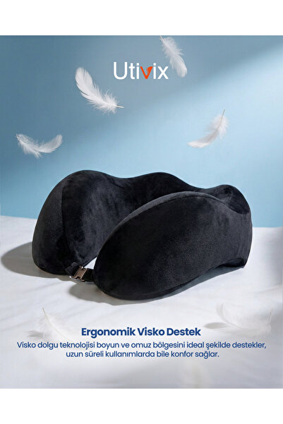Utivix Ortopedik Visco Seyahat Yastığı – Lüks Konfor ve Ergonomik Boyun Desteği