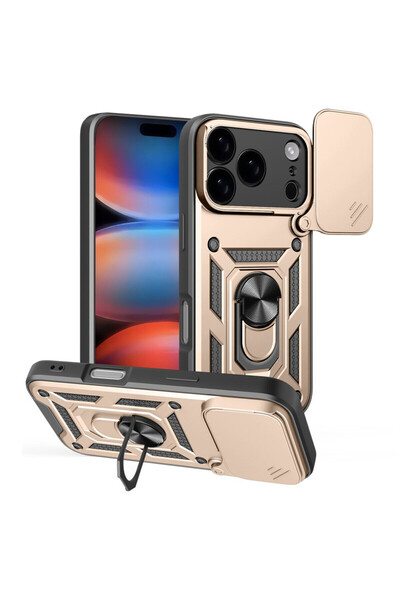 AUDIOX Θωρακισμένη Θήκη για iPhone 17 Pro Max, CamSlide, Βάση Δαχτυλίδι, Χρυσό