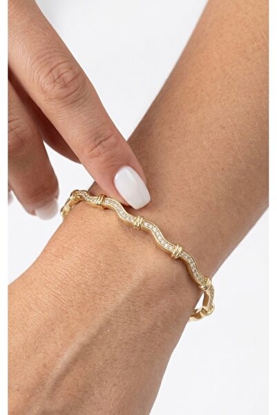 Glowisters Jewelry Zikzak Taşlı Minimal Kelepçe
