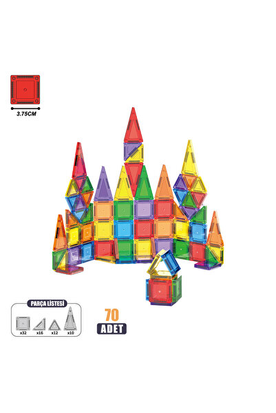 VARDEM OYUNCAK Vardem Boxed 70 Pieces 3.75 cm Magnetic Building Blocks