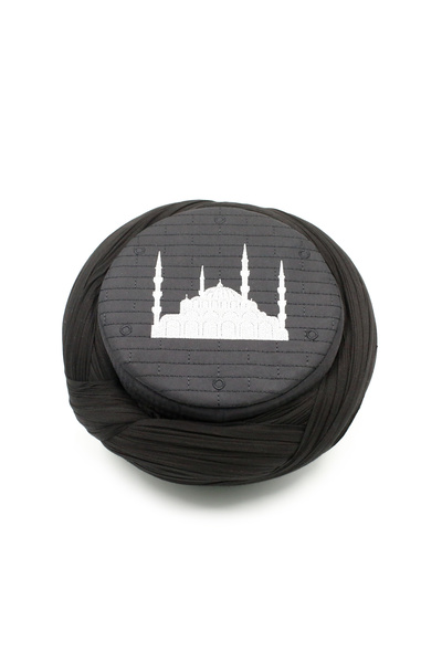 Sarıkhane Mosque Yellowing - Black Fabric - Black Skullcap - Crossed Wrap - M...