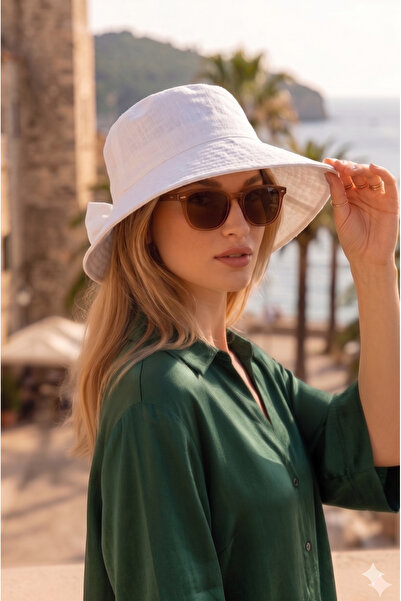 MYZİ STORE Γυναικείο καπέλο bucket με γείσο και λεπτομέρεια φιόγκου, καλοκαιρ...