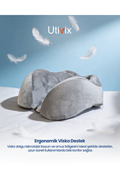 Utivix Ortopedik Visco Seyahat Yastığı – Lüks Konfor ve Ergonomik Boyun Desteği