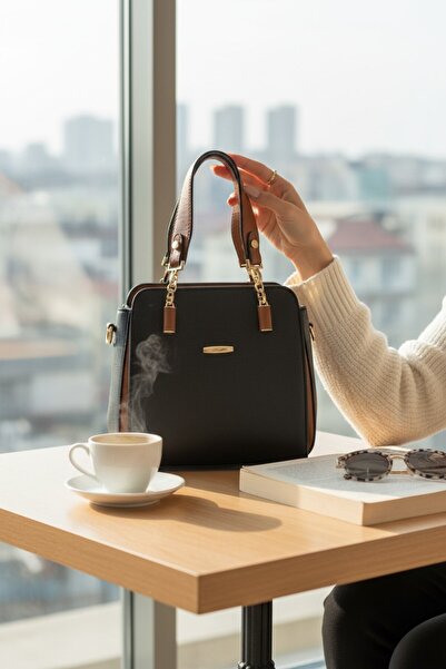 enoch Women's Hand and Shoulder Bag Classic Bag with Sapphire Texture, Gold C...