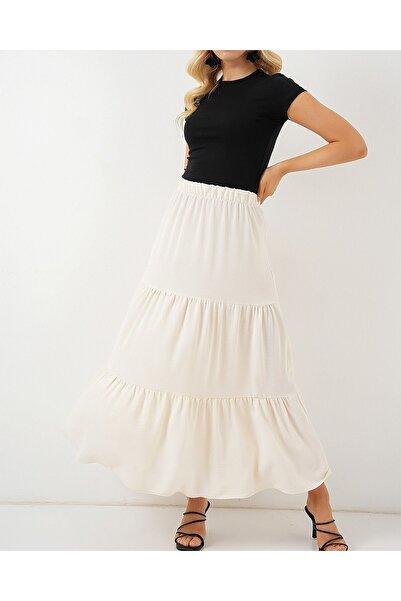 Modamorfo Γυναικεία μακριά φούστα Ayrobin 8048 - Κρέμα