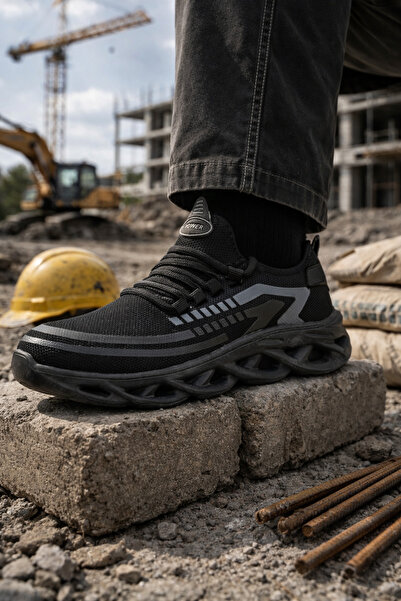 Babetty Erkek Siyah Rahat Kaymaz Taban Günlük İş Ayakkabısı Spor Model