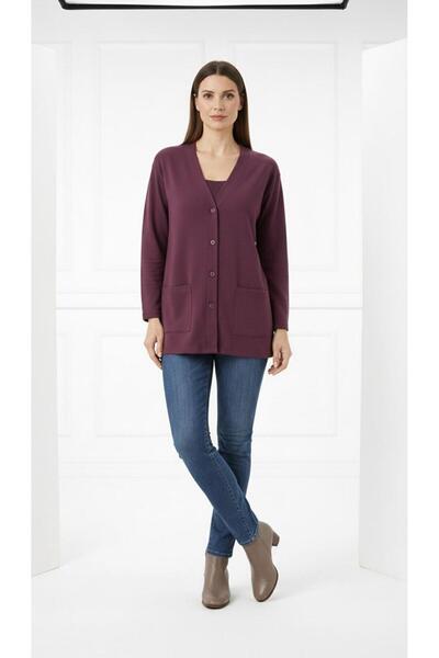 Kuraff Giyim Women's Mother Thin Combed Cotton Seasonal Short Model Pocket Bu...