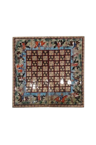Ebrişim İran’ın El İşlemesi Hatem ve Minyatür Tavla ve Satranç - 35x35 CM