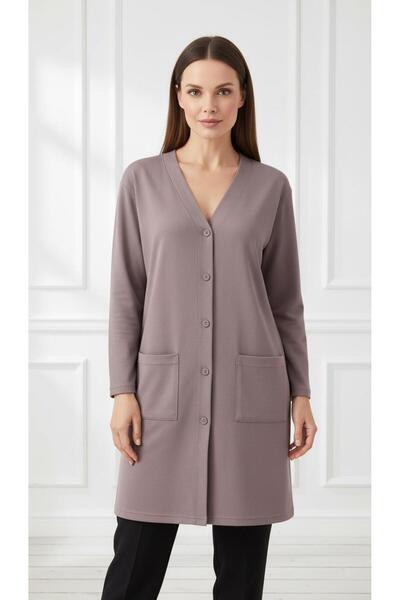 Kuraff Giyim Women's Mother Black Buttoned Long Tunic Slim Combed Cotton Card...