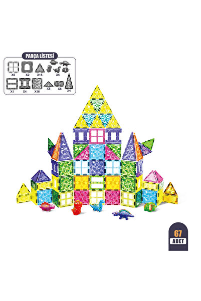 VARDEM OYUNCAK Vardem 67 Pieces 7.5 cm Magnetic Building Blocks