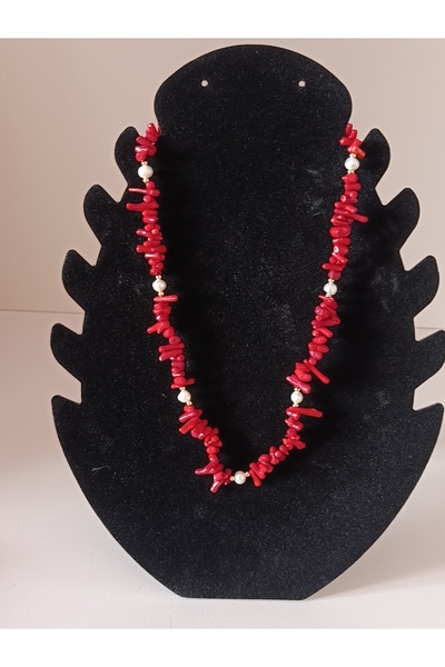 fara marca Κολιέ από κόκκινο κοράλλι και καλλιεργημένα μαργαριτάρια