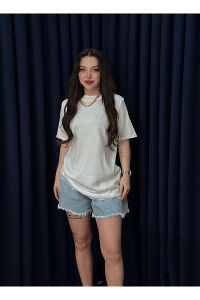 Neva Wear Vera Six Lace Detailed Asymmetrical Oversize Design T-Shirt