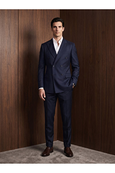 BASEL.CO Ειδικά Σχεδιασμένο Μπλέιζερ Διπλό Στήθος από Ρευστό Ύφασμα Υψηλής Πο...