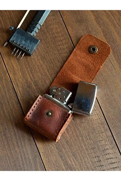 Wild West Crafted Benzinli Çakmak kılıf hakiki deri el yapımı şık pratik tasa...