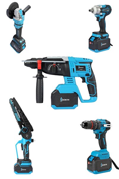 LUNAX BÖRTH AKÜLÜ 5-Lİ SET HİLTİ+TAŞLAMA+SOMUN SIKMA+MATKAP+TESTERE 21V 4.5AH...