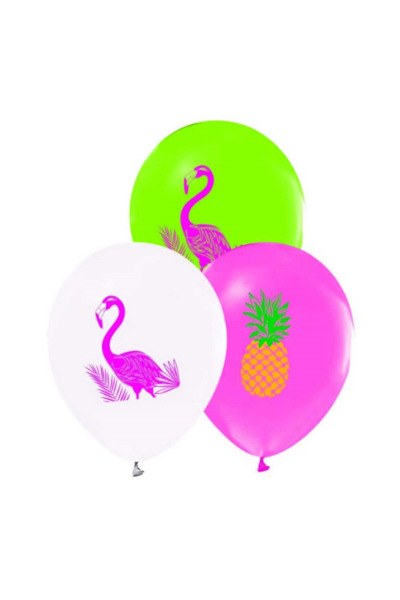 KESKİN SOUND Flamingo Printed Pastel Balloon 100 Pieces