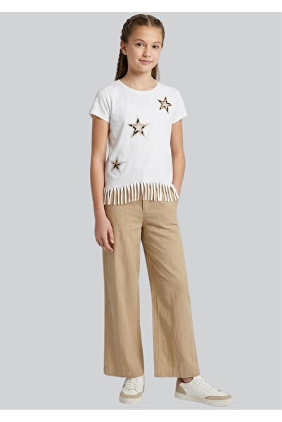 ww waka waka kids store Κοριτσίστικο κοντομάνικο μπλουζάκι με λευκές κρόσσες ...