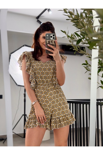 RAMONA BADESCU EXCLUSIVE Women's short Printed jumpsuit - ruffles, cut-out ba...