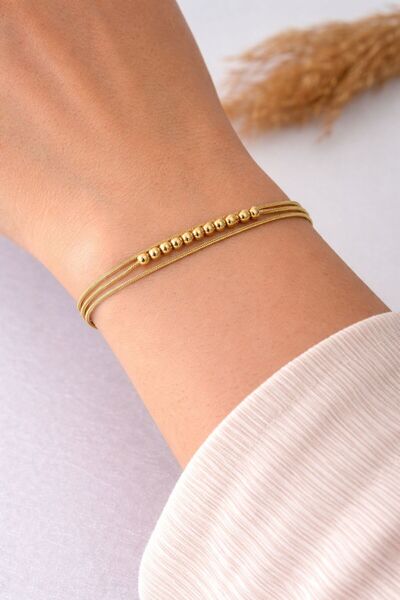 stainless steell Triple Chain Model Ball Detailed Steel Bracelet