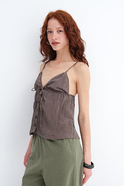 Addax Μπλούζα με κουμπιά και ρυθμιζόμενο λουράκι A18086