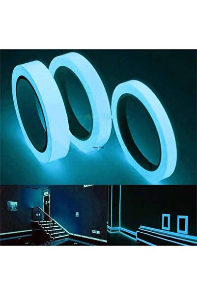 Temiz Pazar Mavi Fosforlu Bant - Karanlıkta Parlayan Güvenlik Şeridi (Merdive...