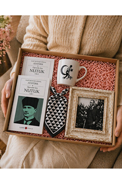 Handmade Atatürk Hediye Seti Doğum Günü - 4 Parça Kitaplı Hediye Kutu