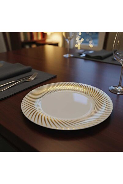 Rosymoment Premium 7.5" Disposable Plastic Plates – Golden Border, 24 g, Set ...