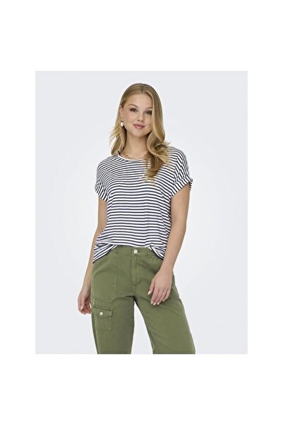 ONLY ONLMOSTER STRIPE S/S O-NECK TOP JRS NOOS Γυναικεία Γκρι Μπλούζα - 15206243