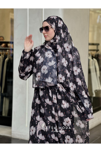 EfsaModa Bahar Abaya Siyah Takım