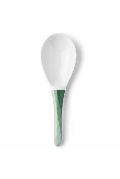 DELCASA White Melamine Serving Spoon with Green Shade Design
