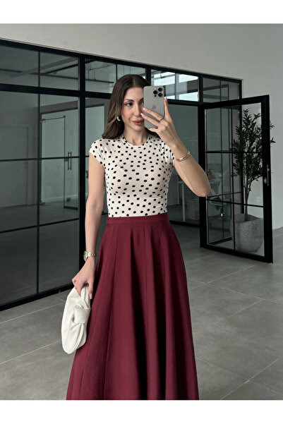 manana fashion Διαφανές λίκρα μποντι με πουά σχέδιο