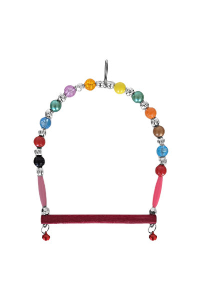 Generic Brand Wooden Stork Transparent Beaded Bird Swing 10-12 cm Colorful
