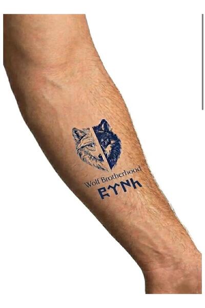 Tattoo Geçici Dövme (M)- Türk, Kurt Türkçü Estetik Trend Anlamlı Orta Boy 1 A...