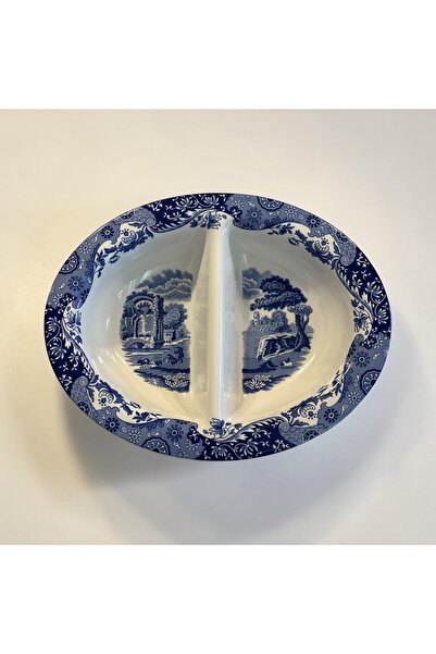 SPODE Blue Italian Bölmeli Servis Tabağı | Antika İngiliz Porseleni