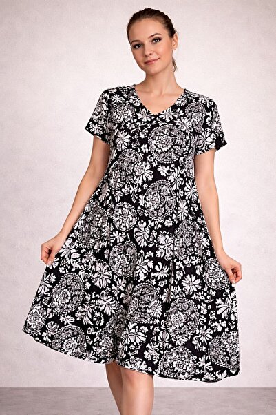AGORATEKSTİL Rochie de damă din țesătură de viscoză, cu model, croială Verev,...