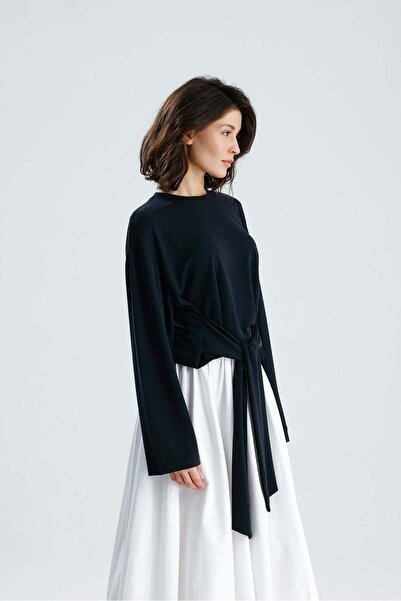 minaaise Women's Black Modal Fabric Premium Design Blouse 31057