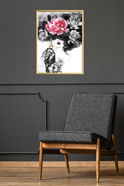 Linacci Χρυσό Μεταλλικό Αλουμίνιο Μαύρο Γυναικείο Γυάλινο Πλαίσιο Αφίσα