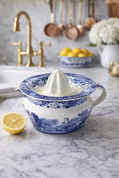 SPODE Blue Italian Porselen Limon Sıkacağı | Antika İngiliz Zarafeti