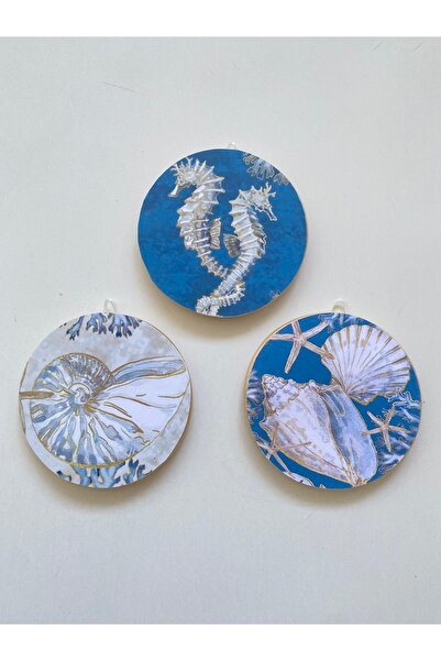 ZeyMin Art Denizatı Temalı 3lü Duvar Süsü 11 cm çap