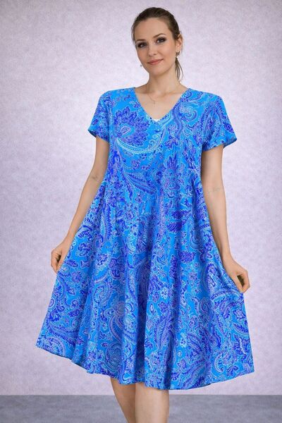 AGORATEKSTİL Γυναικείο φόρεμα από ύφασμα βισκόζης με σχέδιο κοπής, κανονικό μ...