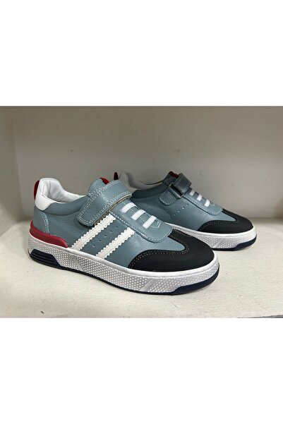 BAĞCILAR AYAKKABI Genuine Leather Orthopedic Sole Velcro Gray Children's Spor...