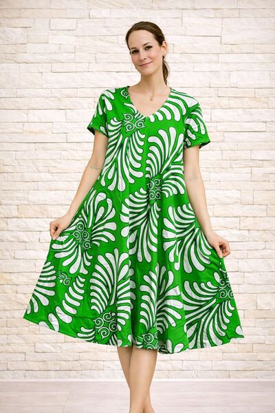 AGORATEKSTİL Γυναικείο φόρεμα από ύφασμα βισκόζης με σχέδιο κοπής, κανονικό μ...