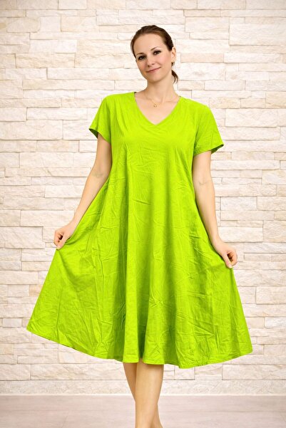 AGORATEKSTİL Γυναικείο φόρεμα από ύφασμα βισκόζης με σχέδιο κοπής, κανονικό μ...