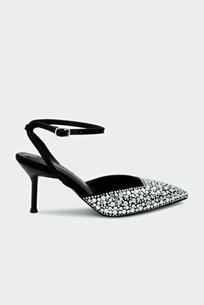 LAMİNTA Γυναικεία ασημένια παπούτσια με τακούνι Putika Stone με λουράκι στον ...