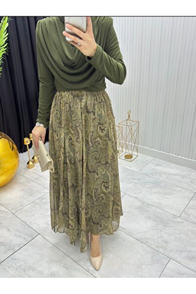 Nursay Σετ μπλούζας με φούστα σιφόν με έθνικ σχέδιο