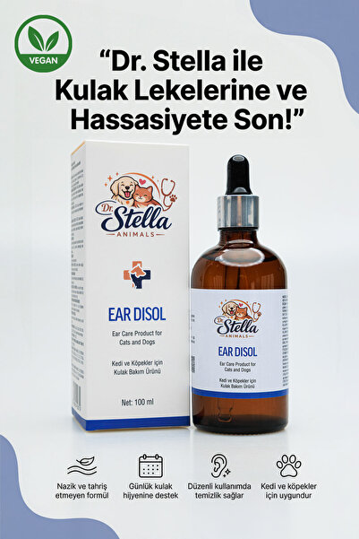 dr stella animals Dr. Stella Animals Ear Disol 100 ml - Kedi Köpek Kulak Temi...